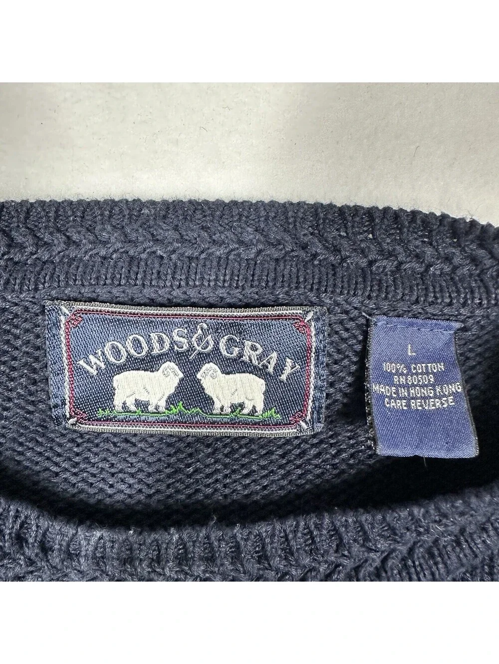 Vintage 90s Woods & Gray Cotton Argyle Cable Knit Sweater Grandpacore Cozy Sz LG